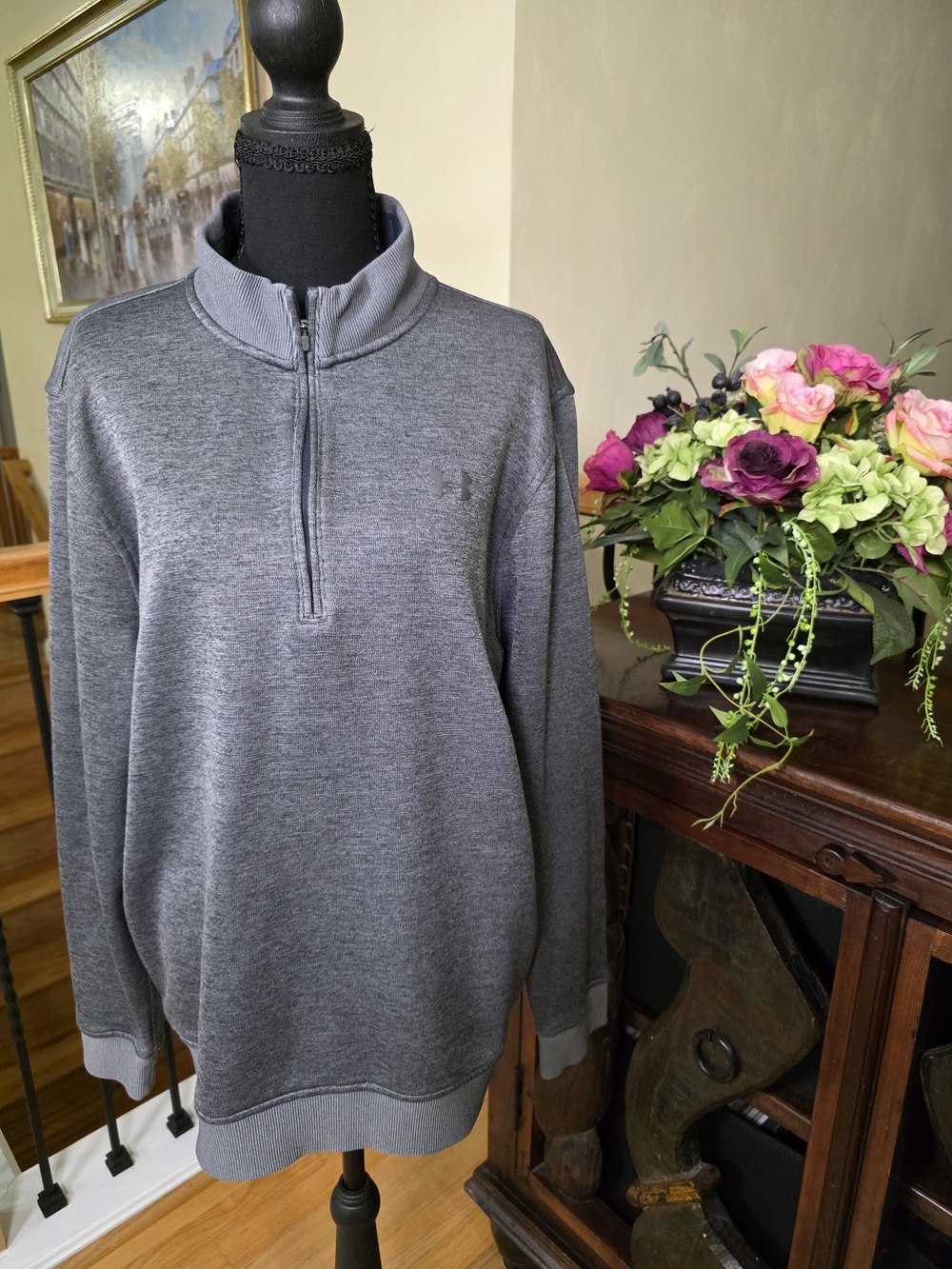 Under Armour Men's Heather Gray Half-Zip Pullover Sweater Size XL‎
